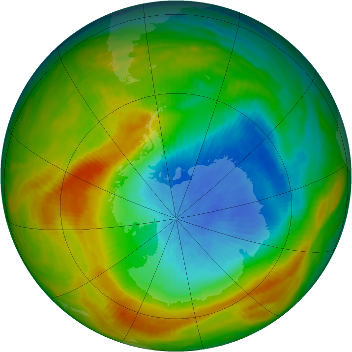 Antarctic ozone map for 21 October 1982
